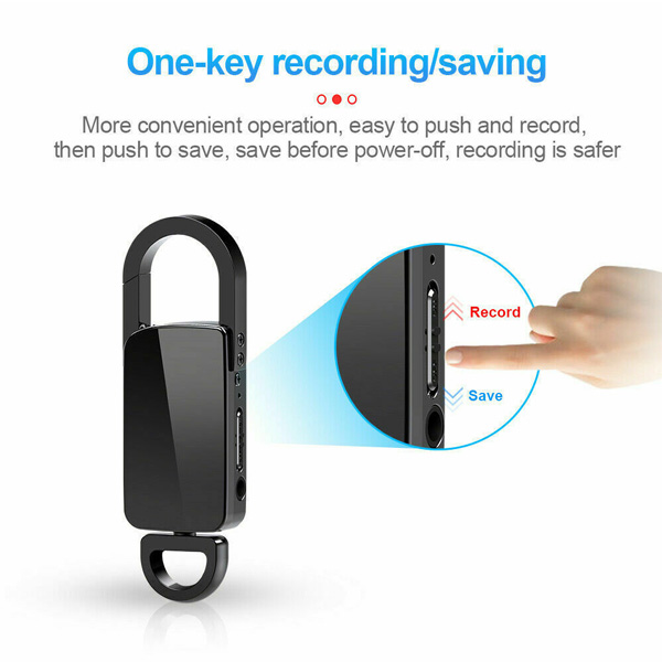 30 Day Voice Activated Backpack Metal Key Chain MP3 Recorder