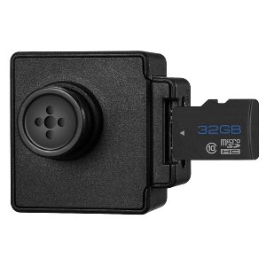 Miniature Pocket Black Shirt Button With 1080P HD Camera USA