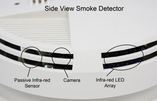 Night Vision Smoke Alarm Detector 90 Day Bottom View Camera