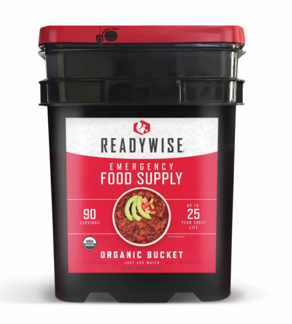 ReadyWise 90 Serving Organic Emergency Survival Food Storage Camping Bucket
