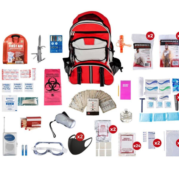 2 Person 72+ Hour Deluxe Emergency Survival Medical Food Backpack Kit
