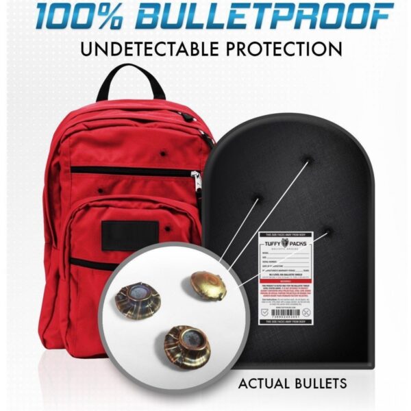 Bulletproof 11" X 14" Armored Level IIIA Ballistic Travel Laptop Backpack (Red)