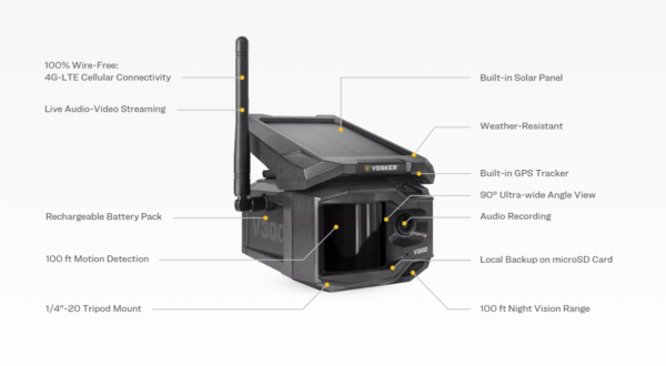 Vosker V300 4G LTE Solar Powered Construction Wireless Security Camera