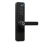 Wifi Video Camera Fingerprint Key Fob Smart Door Lock Handle Black