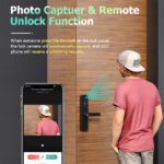 Wifi Video Camera Fingerprint Key Fob Smart Door Lock Handle Black