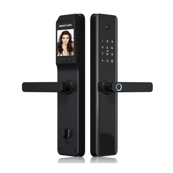 Wifi Video Camera Fingerprint Key Fob Smart Door Lock Handle Large Mortise